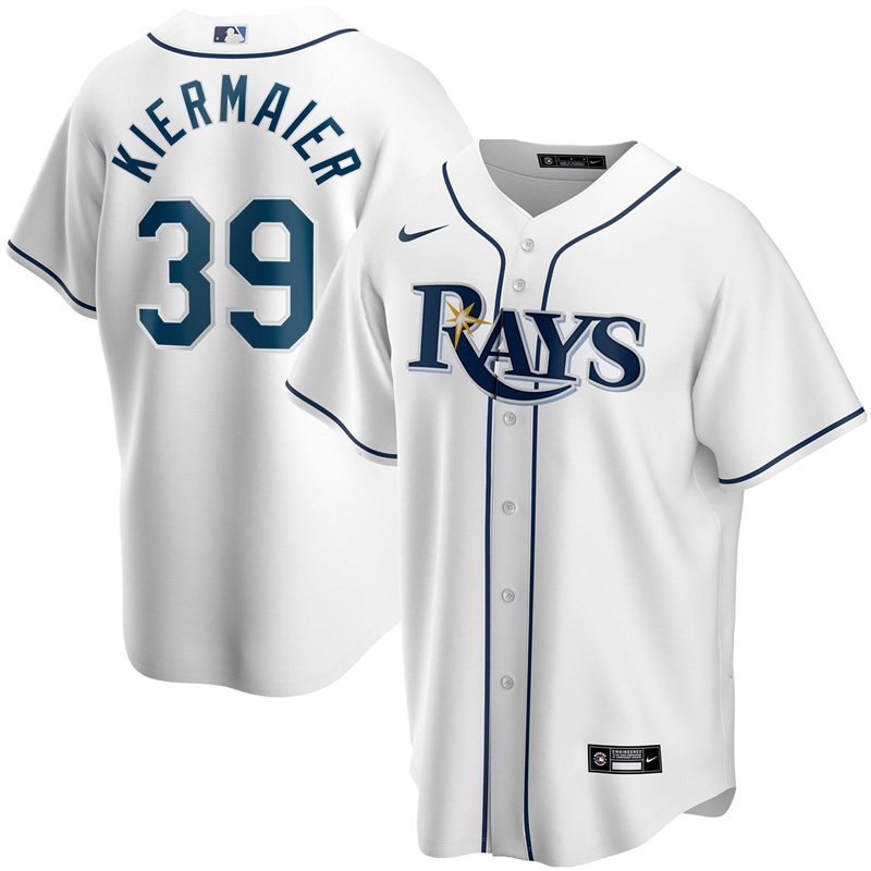 2020 MLB Men Tampa Bay Rays 39 Kevin Kiermaier Nike White Home 2020 Replica Player Jersey 1